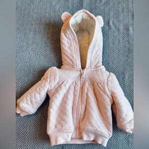 Carter's Baby Girl‎ Pink Jacket Sherpa Lined Hood Quilted 3-6 months